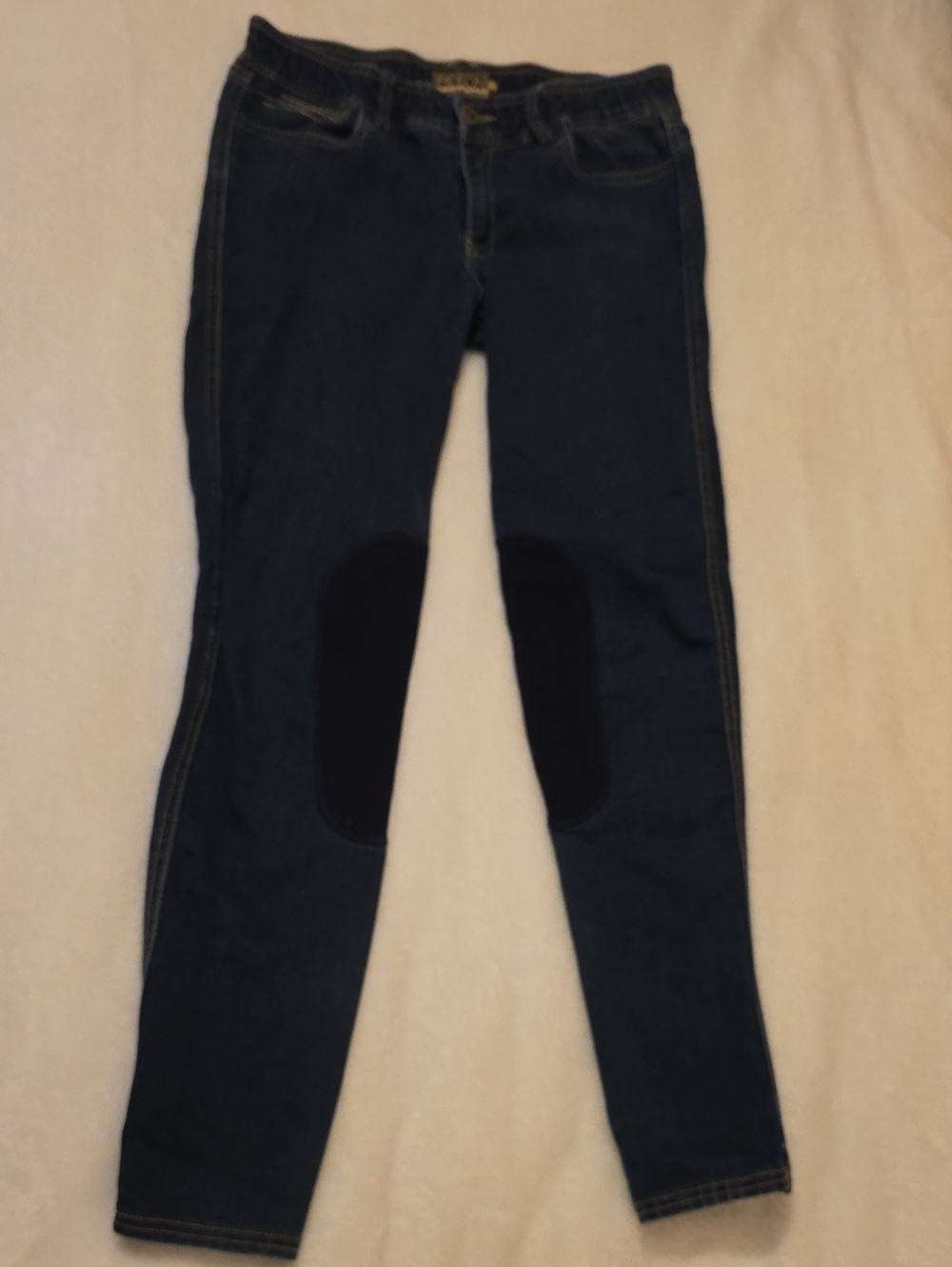 I Ride On Dark Blue Women's Riding Skinny Jeans with Knee Patches Size 28